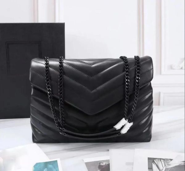 

designer handbags square fat loulou chain bag real leather women's bag large-capacity shoulder bags 25cm and 32cm quilted artwork001