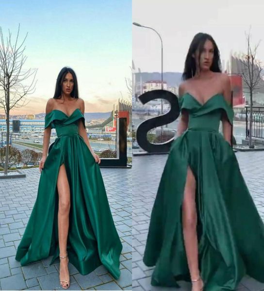 

elegant green aline evening dresses sweetheart sleeveless highsplit party gown satin floorlength formal prom dress custom9079566, Black;red
