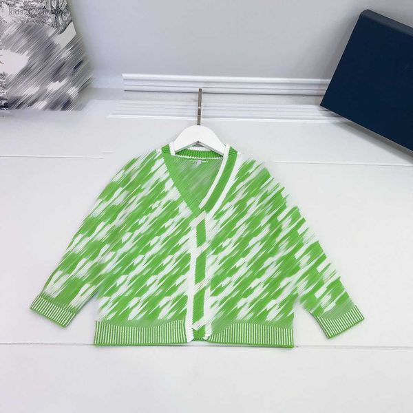 

designer kids cardigan v-neck baby sweater size 100-160 cm contrasting checkered pattern long sleeved knitted jacket july28, Blue