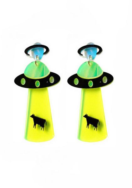 

ufo et dangle earrings for womens trendy jewelry acrylic green clear fashion accessories5144673, Silver