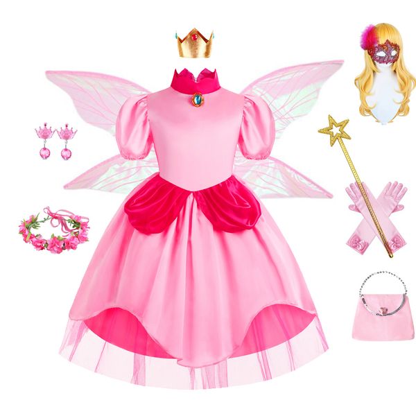 

girl's dresses peach costume kids princess dress for girl halloween cosplay costume children kids birthday carnival party outfits 23081, Red;yellow
