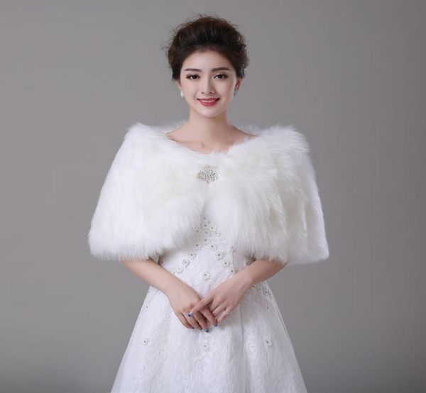 

2016 faux fur bridal wraps jackets bolero stole evening winter wedding prom coats capes champagne red white ivory accessorie9446831