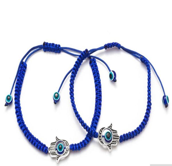 

lucky turkish evil eye hamsa hand bracelets for women men handmade braided rope chain blue bracelets1384903, Golden;silver