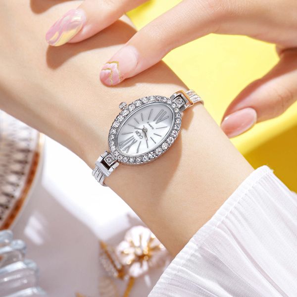 

womens watch watches luxury oval small plate light luxury fashion waterproof bracelet quartz watch, Slivery;brown