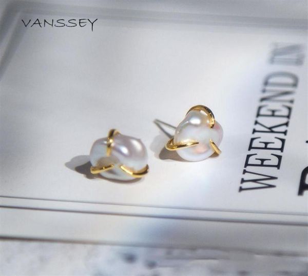 

vanssey fashion charm earrings jewelry cloud natural baroque freshwater pearl stud earrings accessories for women jewelry338g2557744, Golden