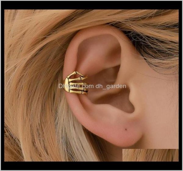 

jewelry fashion punk style skull hand spine cuffs gold ear cuff clip for women no piercing earrings fbccp6829187, Silver