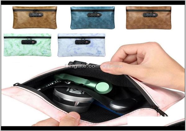 

outdoor bags sports outdoors delivery 2021 smoking smell bag pu tobacco pouch with combination lock for herb odor proof stash cont9591765