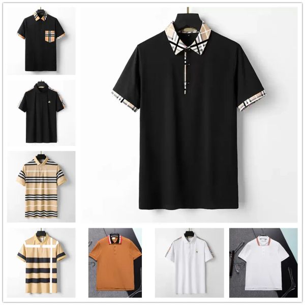

new designer men's t-shirts fashion casual high-grade 100% cotton breathable wrinkle resistant slim commercial clothing street lapel sh, White;black
