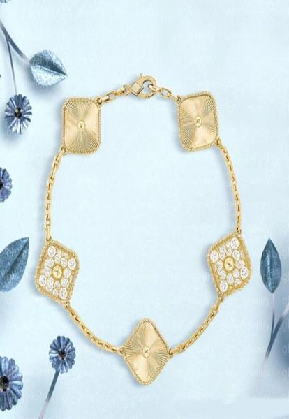 

fashion 4four clover charm bracelets 18k gold plated luxury designer bracelet ladies wedding couple gift jewelry multiple colors 7801733, Golden;silver