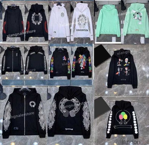 

hoodie designer sweatshirts mens heart ch chrome sleeve winter jacket loose coat hooded hoody men, Black
