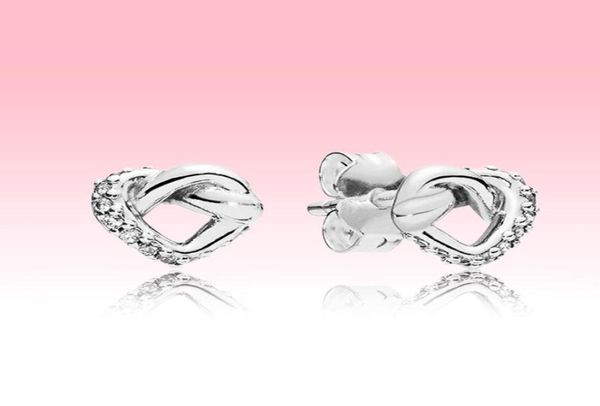 

925 sterling silver love hearts earring women wedding jewelry original box for p knotted heart stud earrings set4530136, Golden;silver