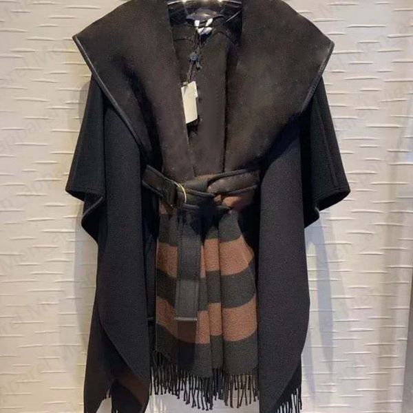 

Designer Winter Fur Trench Coat Woman Wool Blends Classic Letters Overcoat Casual Loose Outerwear Woolen Windbreak Coats High Quality, Blue