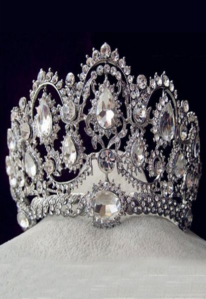 

european vintage tiaras silver bridal jewelry quinceanera rhinestone crystal crowns pageant wedding hair accessories for brides1094360, Slivery;golden