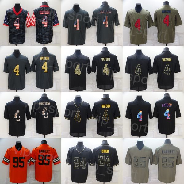 

mens football 28 jeremiah owusu-koramoah jersey 4 deshaun watson 24 nick chubb stitched goddess olive salute to service hyphenation shadow s, Black;red