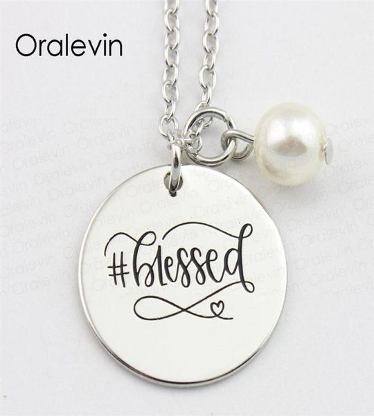 

blessed inspirational stamped hand engraved accessories custom charms pendant link chain necklace for women gift jewelry 10pcs lot7601693, Silver