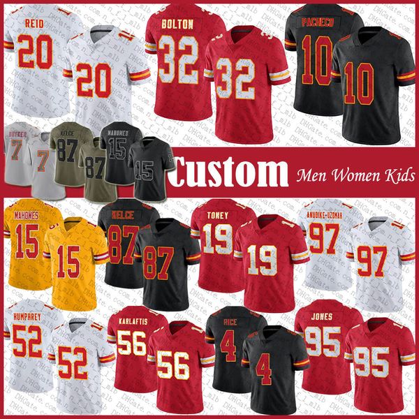 

patrick mahomes travis kelce football jersey kansases city custom chiefes isiah pacheco nick bolton chris jones harrison butker rashee rice, Black;red