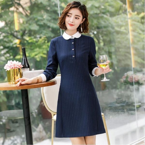 

autumn winter fashion elegant a-line dress preschool teacher clothing professional uniform kindergarten teacher work garment, White;black