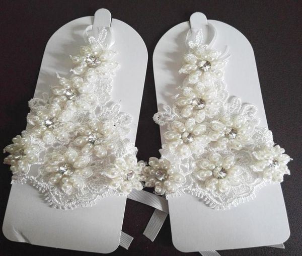 

sparkling ivory bridal gloves beads crystal pearls wedding bridal gloves wedding accessories real pictures9818376, White