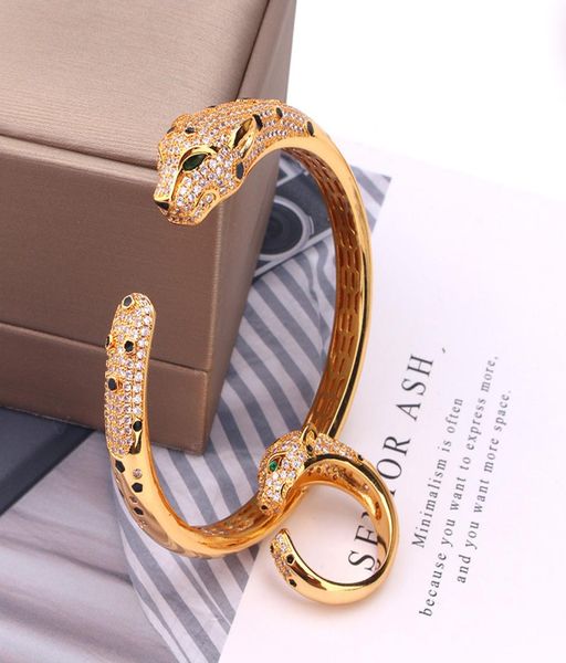 

new zircon black spots leopard head bangle 18k gold plated panther bracelets and rings designer party jewelry sets fo7774274, Silver