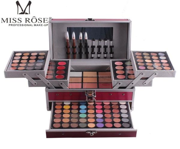 

whole miss rose professional makeup set box in aluminum three layers include glitter eyeshadow lip gloss blush for makeup art9106859