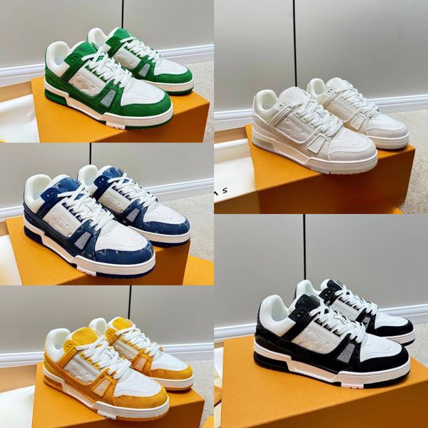 

designer flat sneaker virgil trainer casual shoes denim canvas leather abloh white green red blue letter overlays fashion platform mens wome