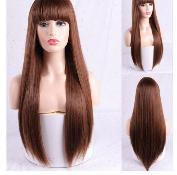 

long silver white women wigs with bangs heat resistant synthetic kinky curly wigs for women african american3444610, Black