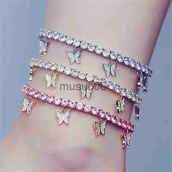 

anklets fashion butterfly charms anklets for women summer beh ankle brelet adjustable rhinestones ankle chain cessories gifts j230815, Red;blue