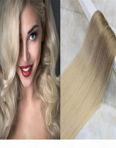 

tape in ombre hair extensions pu skin hair weft balayage color 8 light brown to 613 blonde color 50g 20pcs per package3400520, Black