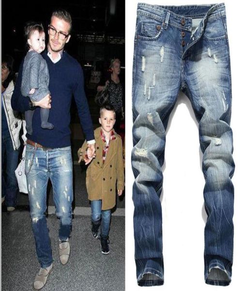 

new mens jeans robin motorcycle biker jeans rock revival skinny slim ripped hole mens famous brand denim pants men designer jeans 4563922, Blue