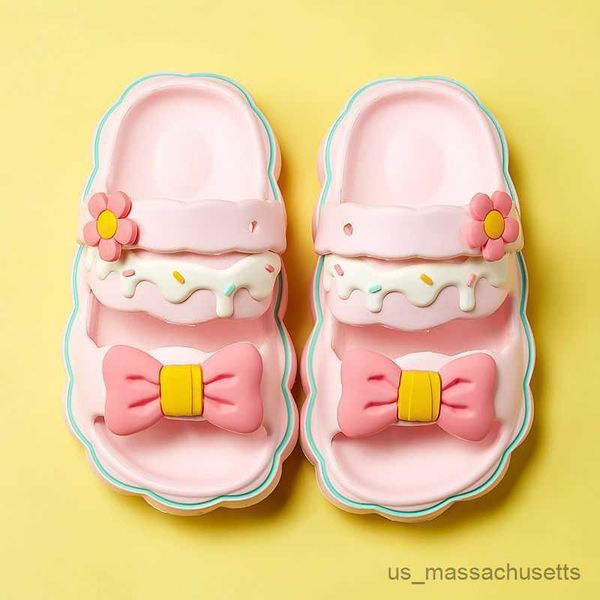

slipper pantuflas bowtie princess children' slippers slip soft sole girls' shoes cute kids shoes summer beach shoe r230815, Black;grey