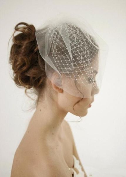 

elegant white face veil for wedding party evening short fashion hair accessories simple elavorate netting bridal blusher vei9339169, Black