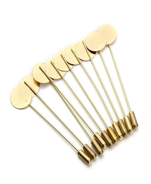 

whole 20pcslot 73cm gold plated safety pin brooches base with flat tip pad ser for women diy jewelry supplies making f35323224, Gray