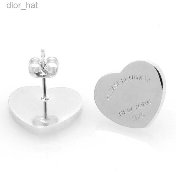 

luxury womens heart love stud earrings for women classic style women lover studs titanium steel earings printed wedding party gifts, Golden;silver