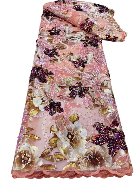 

2023 lace fabric 5 yards evening party nigerian women sequins dress textile sewing net ladies garment african women dentelle wedding gown yq, Black;white