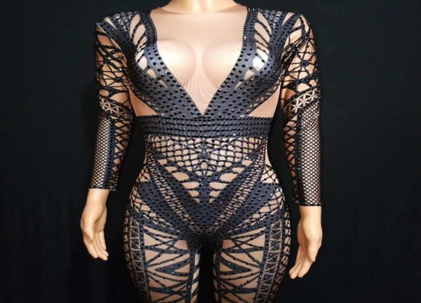 

women039s fashion black jumpsuit costume onepiece nightclub dance bodysuit bandage printed outfit party stage celebrate wear8946820, Black;white