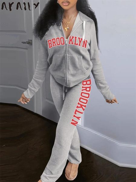 

womens two piece pants akaily fall print 2 two piece sets tacksuit women outfits long sleeve zip up hoodies and sweat pants sets ladies swea, White