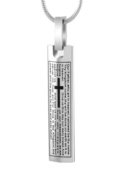 

ijd9205 lord039s prayer stainless steel cremation pendant necklace memorial funeral casket ash keepsake urn necklace1984592, Silver