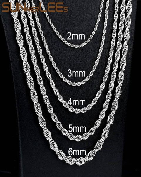 

fashion jewelry stainless steel necklace 2mm 4mm 6mm rope ed link chain silver color for men women gift sc12 n6455582
