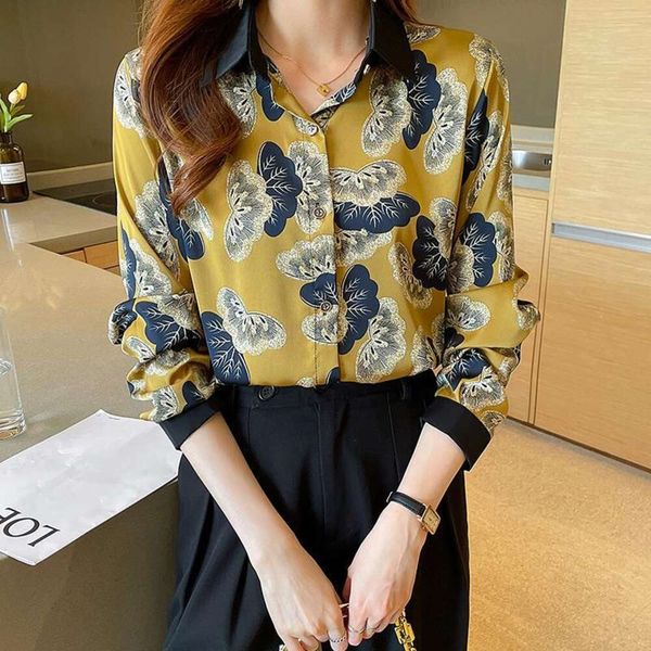 

stained imitation shirt real silk color blouse womens long sleeve spring and autumn, White