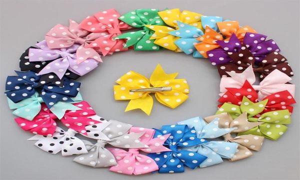 

50pcs lot polka dot ribbon hair bows with clip children boutique hairbows baby girls hair accessories273m2468359, Slivery;white