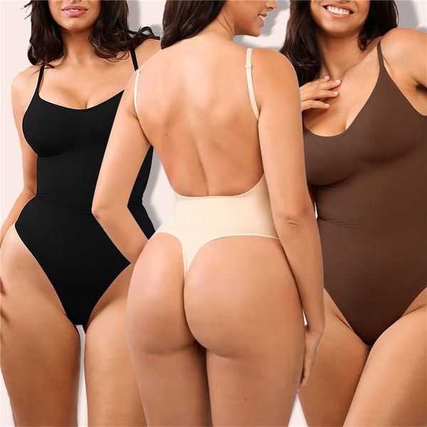 

women's shapers skims thong low back seamless bodysuit dupes for women control slimming sheath push up thigh slimmer abdomen shapers 23, Black;white