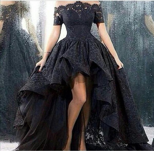 

2016 new black lace evening dresses ball gown floorlength offthe shoulder vestidos longo celebrity prom gowns wd1706835098, Black;red