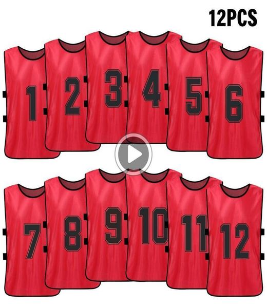 

12 pcs sports vest kid039s pinnies quick drying socr jerseys youth sports scrimmage training numbered bibs practi8365609
