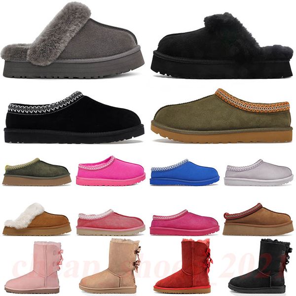 

news designer boots women winter booties girl classic snow boot plush ankle short bow mini fur bowtie womens shoe size 5-10, Black