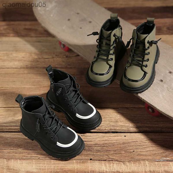 

sneakers black gray beautiful lace fashionable children's short boots matte pu leather anti slip 26-37 boys and girls' shoes z2308, Black;red