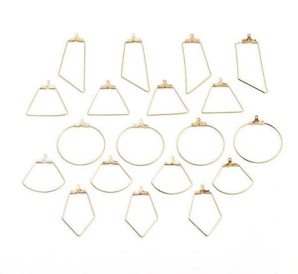 

about 20pcsbox 304 stainless steel hoop earrings rhombus trapezoidsectorringtrapezoid for dangle earring jewelry making1709459, Golden;silver