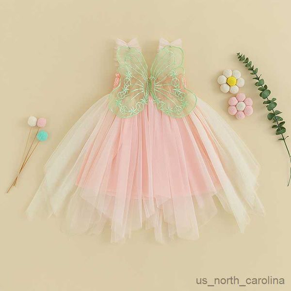 

girl's dresses baby girl party dress princess birthday dresses back bow wing embroidery mesh solid color sleeveless strap summer dress, Red;yellow