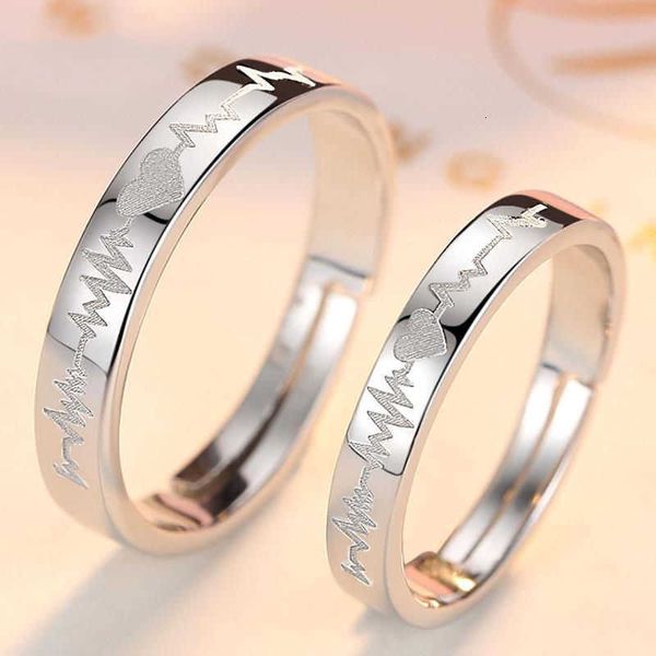 

Luxury Bvlgr top jewelry accessories designer woman Heartbeat Couple Opening Ring Adjustable Hand Jewelry ECG Heart Shape Pair Ring Creative Accessories