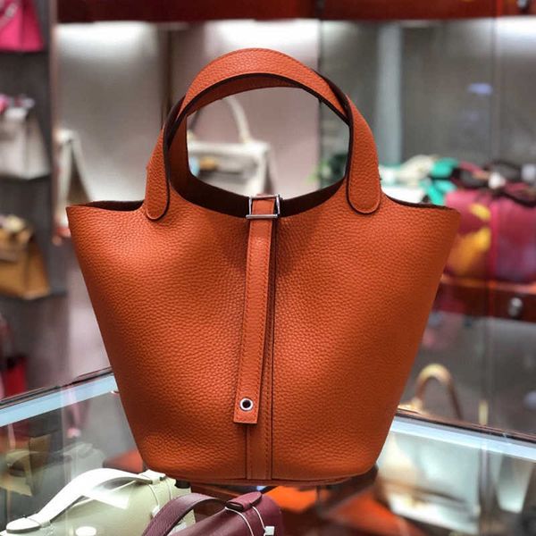 

authentic handbag desinger totes picotin bags h1 home new genuine leather women's bag vegetable basket bucket layer cowhide 2mvv