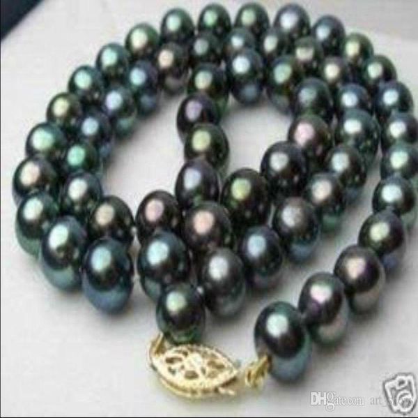 

charming78mm black tahitian pearl necklace 18quot0123457914256, Silver